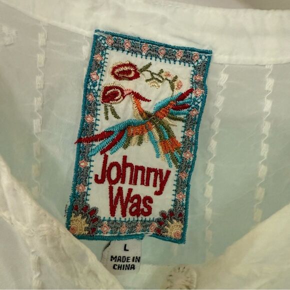 JOHNNY WAS Turia White Tank w/Embroidery Detailing at Side - Picture 4 of 11